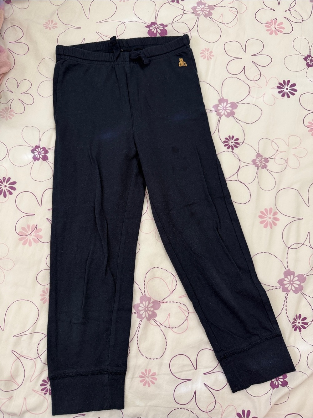 Baby GAP Navy 100% Cotton Jogger Pants with Bear Patch
